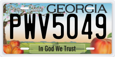 GA license plate PWV5049