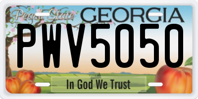 GA license plate PWV5050