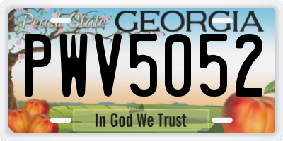 GA license plate PWV5052