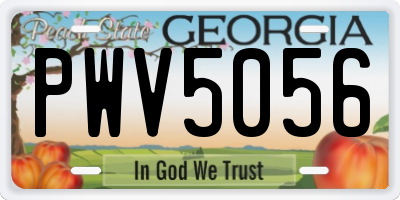 GA license plate PWV5056