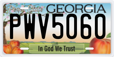 GA license plate PWV5060
