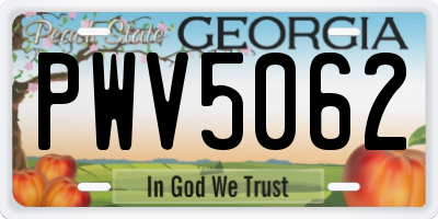 GA license plate PWV5062