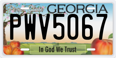 GA license plate PWV5067