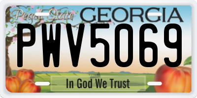GA license plate PWV5069