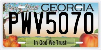 GA license plate PWV5070