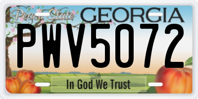 GA license plate PWV5072
