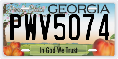 GA license plate PWV5074