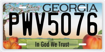 GA license plate PWV5076