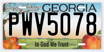 GA license plate PWV5078