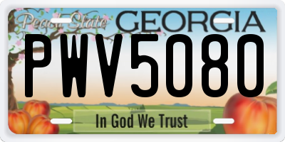 GA license plate PWV5080