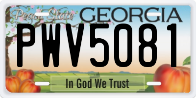 GA license plate PWV5081