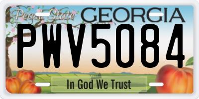 GA license plate PWV5084