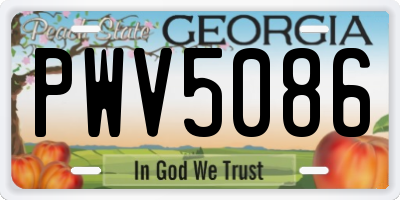 GA license plate PWV5086