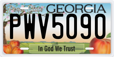 GA license plate PWV5090