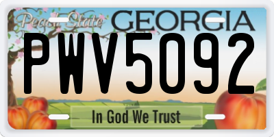 GA license plate PWV5092