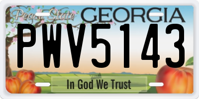 GA license plate PWV5143