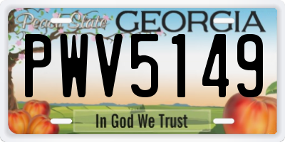 GA license plate PWV5149
