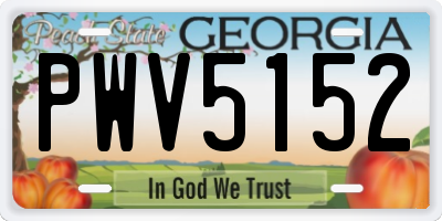 GA license plate PWV5152