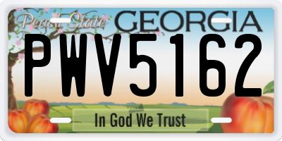 GA license plate PWV5162