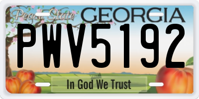GA license plate PWV5192