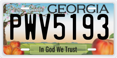 GA license plate PWV5193