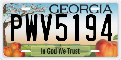 GA license plate PWV5194
