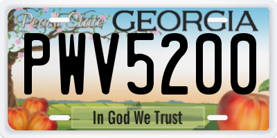 GA license plate PWV5200