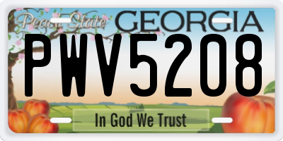GA license plate PWV5208