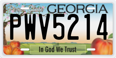 GA license plate PWV5214