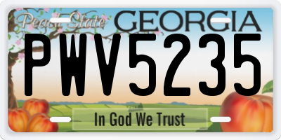 GA license plate PWV5235