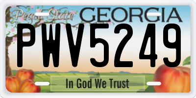 GA license plate PWV5249
