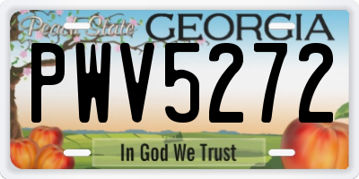 GA license plate PWV5272