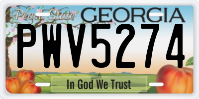 GA license plate PWV5274