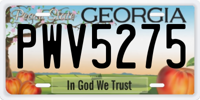 GA license plate PWV5275