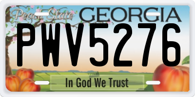 GA license plate PWV5276