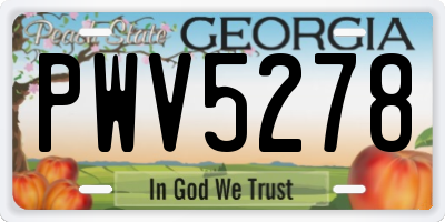 GA license plate PWV5278