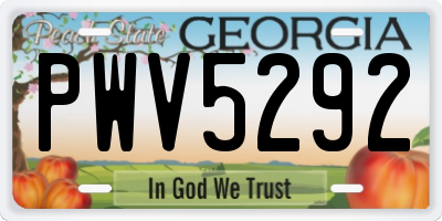 GA license plate PWV5292
