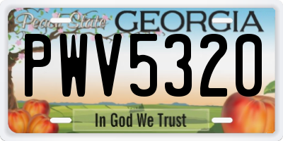 GA license plate PWV5320