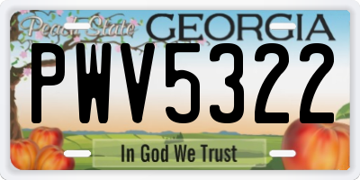 GA license plate PWV5322