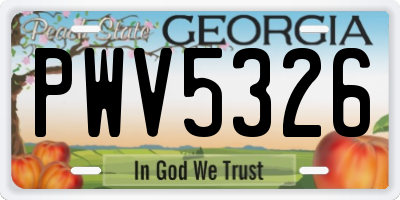 GA license plate PWV5326