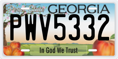 GA license plate PWV5332