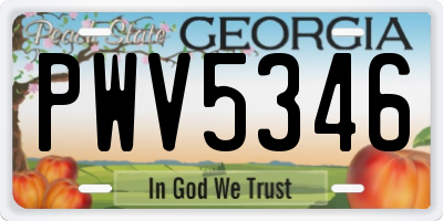 GA license plate PWV5346