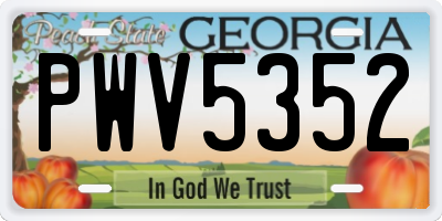 GA license plate PWV5352