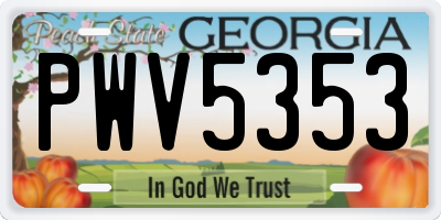 GA license plate PWV5353