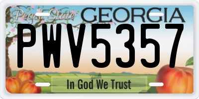 GA license plate PWV5357