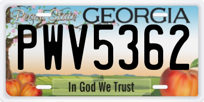 GA license plate PWV5362