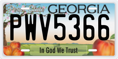 GA license plate PWV5366