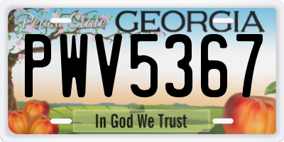GA license plate PWV5367