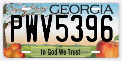 GA license plate PWV5396