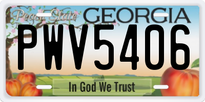 GA license plate PWV5406
